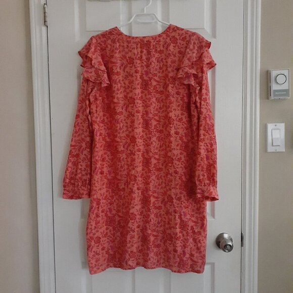Vineyard Vines Women's Size L Coral Pink Helenium Floral Silk Blend Tunic Dress - Picture 4 of 13